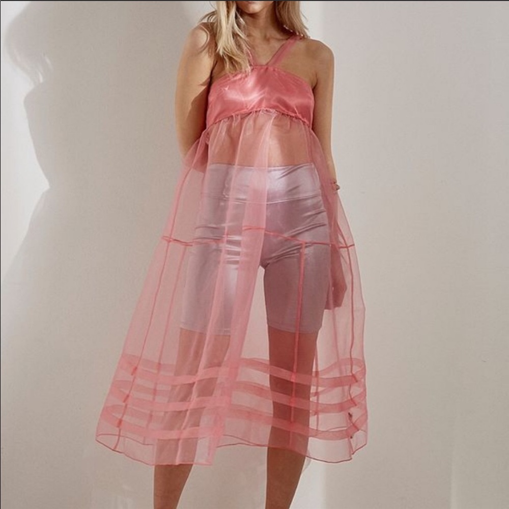 Out from Under Daphne Sheer Tiered Midi Slip Dress